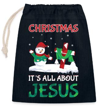 Christmas Santa Claus Gifts - Closable cotton gift bag (25x30cm) - navy - Front
