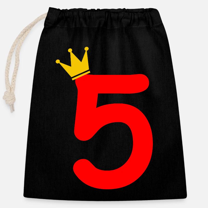 5th Birthday Gift - Closable cotton gift bag (25x30cm) - black