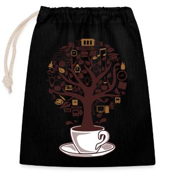 coffee tree - Closable cotton gift bag (25x30cm) - black - Front