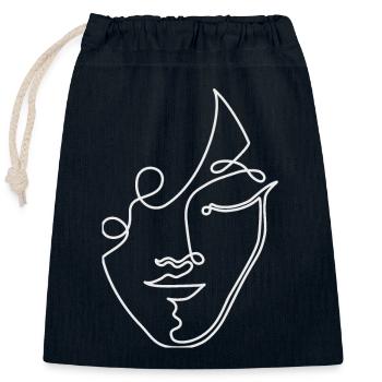 LineArt Visage Femme - Sac cadeau en coton avec cordon (25 x 30 cm) - bleu marine - Devant