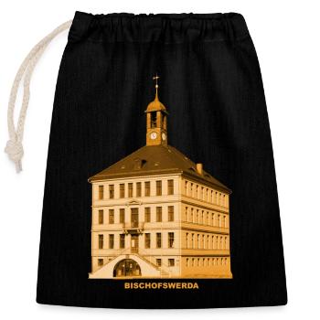 Bischofswerda Town Hall Upper Lusatia Saxony - Closable cotton gift bag (25x30cm) - black - Front