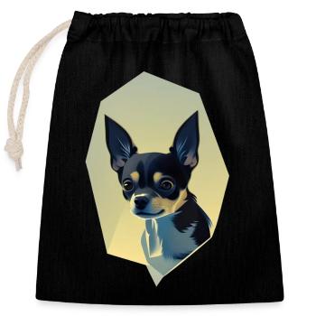 Chihuahua - Verschließbarer Geschenkbeutel aus Baumwolle (25x30cm) - Schwarz - Vorne