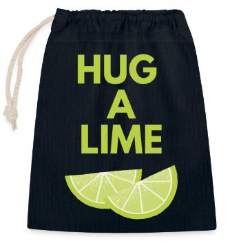 HUG A LIME - Closable cotton gift bag (25x30cm) - navy - Front
