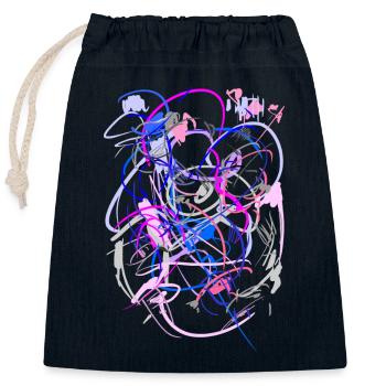 Abstract - Closable cotton gift bag (25x30cm) - navy - Front