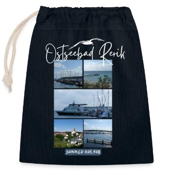 Rerik Baltic Sea resort holiday between the lagoon and the Baltic Sea - Closable cotton gift bag (25x30cm) - navy - Front