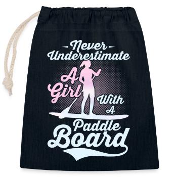 Never Underestimate A Girl With A Paddle Board SUP - Verschließbarer Geschenkbeutel aus Baumwolle (25x30cm) - Navy - Vorne