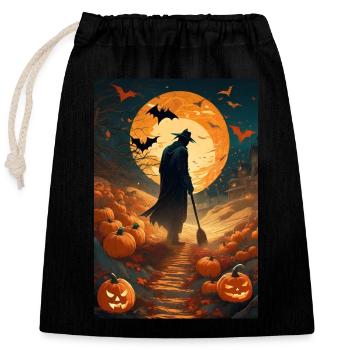 Live scarecrow - Closable cotton gift bag (25x30cm) - black - Front