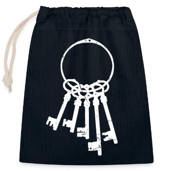 Jeu de clés - Sac cadeau en coton avec cordon (25 x 30 cm) - bleu marine - Devant