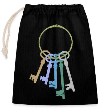 Bunch of keys - Closable cotton gift bag (25x30cm) - black - Front