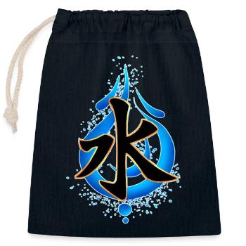 Kanji Eau - Sac cadeau en coton avec cordon (25 x 30 cm) - bleu marine - Devant