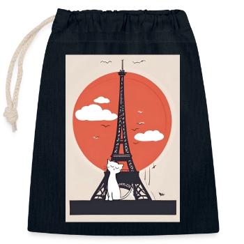 Katzen-Porträt - Verschließbarer Geschenkbeutel aus Baumwolle (25x30cm) - Navy - Vorne