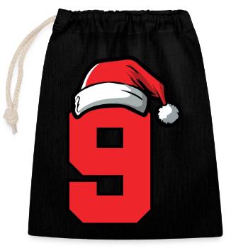 9 Number Christmas - Closable cotton gift bag (25x30cm) - black - Front