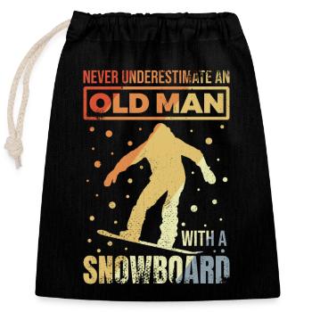 Snowboard Großvater - Verschließbarer Geschenkbeutel aus Baumwolle (25x30cm) - Schwarz - Vorne