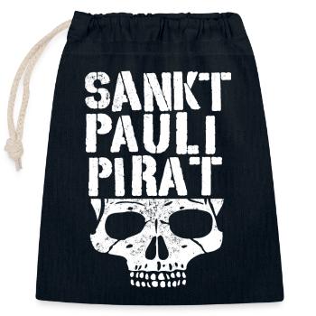 Sankt Pauli Pirat - Verschließbarer Geschenkbeutel aus Baumwolle (25x30cm) - Navy - Vorne