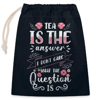 Buveur de thé Time Out Chaud Tea Time - Sac cadeau en coton avec cordon (25 x 30 cm) - bleu marine - Devant