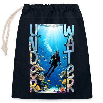 plongée sous marine - Sac cadeau en coton avec cordon (25 x 30 cm) - bleu marine - Devant