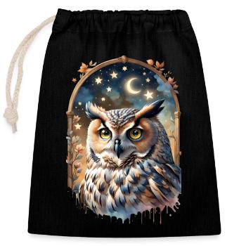 Night Owl of Dreams - Closable cotton gift bag (25x30cm) - black - Front