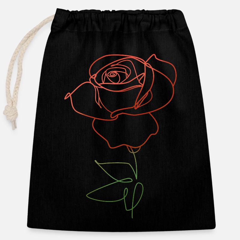 DOUBLURE FLEUR DE ROSE - Sac cadeau en coton avec cordon (25 x 30 cm) - noir
