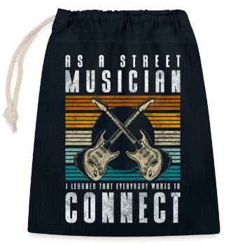 Concert de dons de musiciens - Sac cadeau en coton avec cordon (25 x 30 cm) - bleu marine - Devant