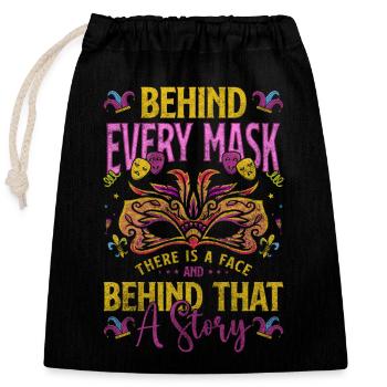 Défilé de masques Mascarade inconnue - Sac cadeau en coton avec cordon (25 x 30 cm) - noir - Devant