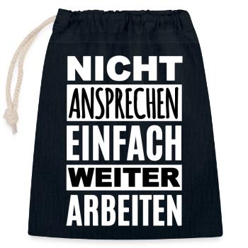 Weiter Arbeiten - Verschließbarer Geschenkbeutel aus Baumwolle (25x30cm) - Navy - Vorne