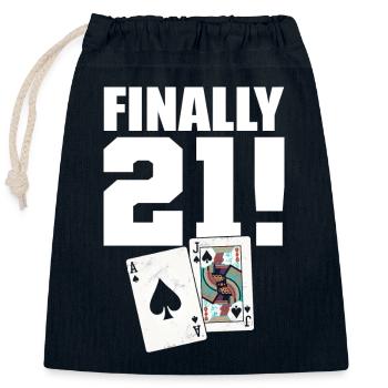 Blackjack Black Jack Geburtstag - Verschließbarer Geschenkbeutel aus Baumwolle (25x30cm) - Navy - Vorne