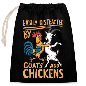 Distraction par les chèvres et les poulets - Sac cadeau en coton avec cordon (25 x 30 cm) - noir - Devant