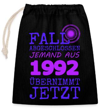 1992 - Verschließbarer Geschenkbeutel aus Baumwolle (25x30cm) - Schwarz - Vorne