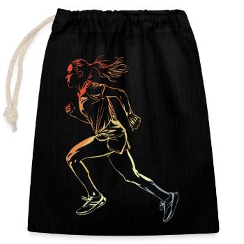 Runner Drawing Retro Style - Closable cotton gift bag (25x30cm) - black - Front