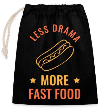 Burger Fast Food Essen Geschenk Spruch Lustiges - Verschließbarer Geschenkbeutel aus Baumwolle (25x30cm) - Schwarz - Vorne