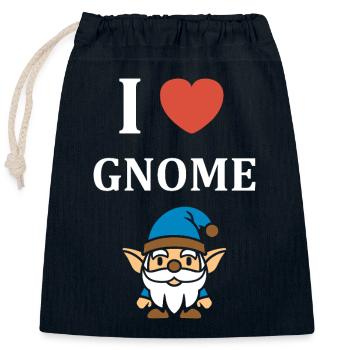 Ich liebe Gnome - Verschließbarer Geschenkbeutel aus Baumwolle (25x30cm) - Navy - Vorne