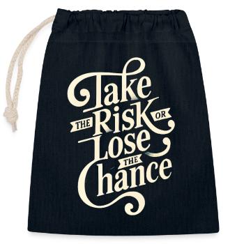 Take the risk or lose - Closable cotton gift bag (25x30cm) - navy - Front
