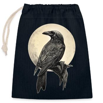 Corbeau - Sac cadeau en coton avec cordon (25 x 30 cm) - bleu marine - Devant