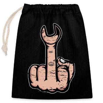 Clé à doigt puante du majeur - Sac cadeau en coton avec cordon (25 x 30 cm) - noir - Devant