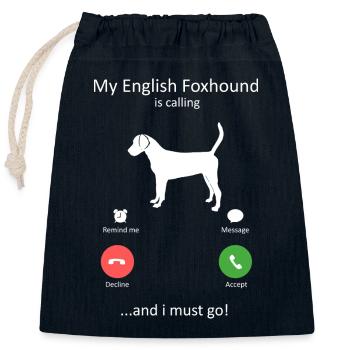 Le chien anglais appelle et je dois y aller, maman de chien - Sac cadeau en coton avec cordon (25 x 30 cm) - bleu marine - Devant