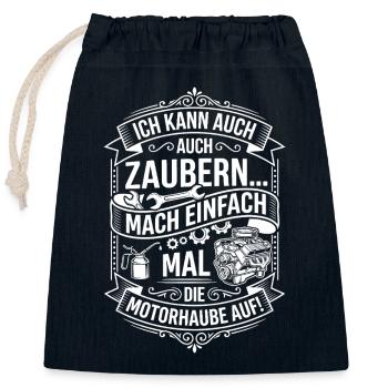 Blague sur le bonnet magique - Sac cadeau en coton avec cordon (25 x 30 cm) - bleu marine - Devant