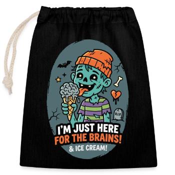 Zombie liebt Gehirn und Eis Humor - Closable cotton gift bag (25x30cm) - black - Front