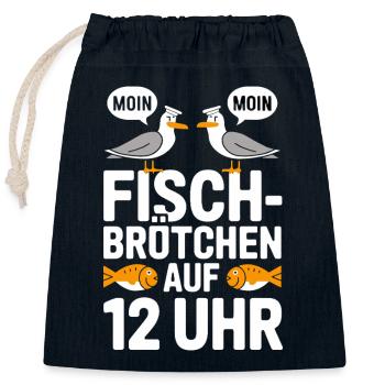  Moin Moin Fischbrötchen Auf 12 Uhr Lustiger Möwen - Verschließbarer Geschenkbeutel aus Baumwolle (25x30cm) - Navy - Vorne