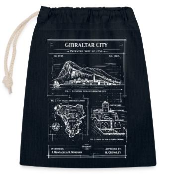 Gibraltar City Blueprint - Closable cotton gift bag (25x30cm) - navy - Front