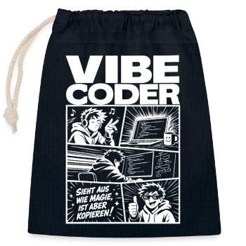 Vibe Coder Magie durch Kopieren Comic - Verschließbarer Geschenkbeutel aus Baumwolle (25x30cm) - Navy - Vorne