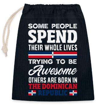 Drapeau de la République dominicaine Dom Rep Pride - Sac cadeau en coton avec cordon (25 x 30 cm) - bleu marine - Devant