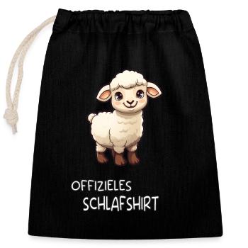 Werner das Schaf Schlafshirt - Verschließbarer Geschenkbeutel aus Baumwolle (25x30cm) - Schwarz - Vorne