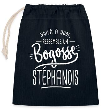 bogosse Stéphanois cadeau saint étienne St étienne - Sac cadeau en coton avec cordon (25 x 30 cm) - bleu marine - Devant