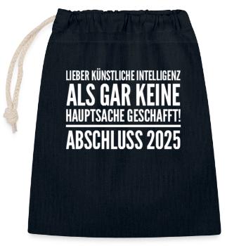 Abi Shirt 25 - Verschließbarer Geschenkbeutel aus Baumwolle (25x30cm) - Navy - Vorne
