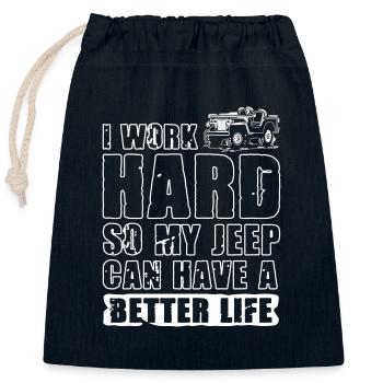 Better Life Jeeps - Sac cadeau en coton avec cordon (25 x 30 cm) - bleu marine - Devant