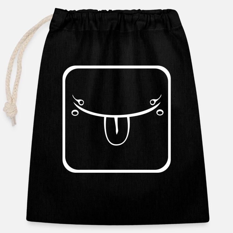 2 Kin Maya Wind WHT - Closable cotton gift bag (25x30cm) - black