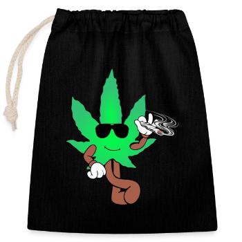Der Bloom - Weed Cannabis Stoned Hanf Marihuana - Verschließbarer Geschenkbeutel aus Baumwolle (25x30cm) - Schwarz - Vorne