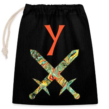 Crossed swords E 200 y - Closable cotton gift bag (25x30cm) - black - Front
