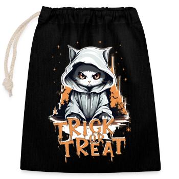 Trick or Treat - Süßes oder Saures - Halloween - Verschließbarer Geschenkbeutel aus Baumwolle (25x30cm) - Schwarz - Vorne