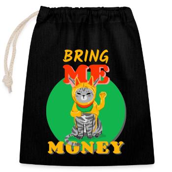 Cat Money Waving Cat Waving New Year Asisatic - Closable cotton gift bag (25x30cm) - black - Front
